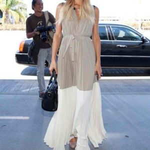 BCBGMaxAzria Pleated Color-Block Maxi Dress